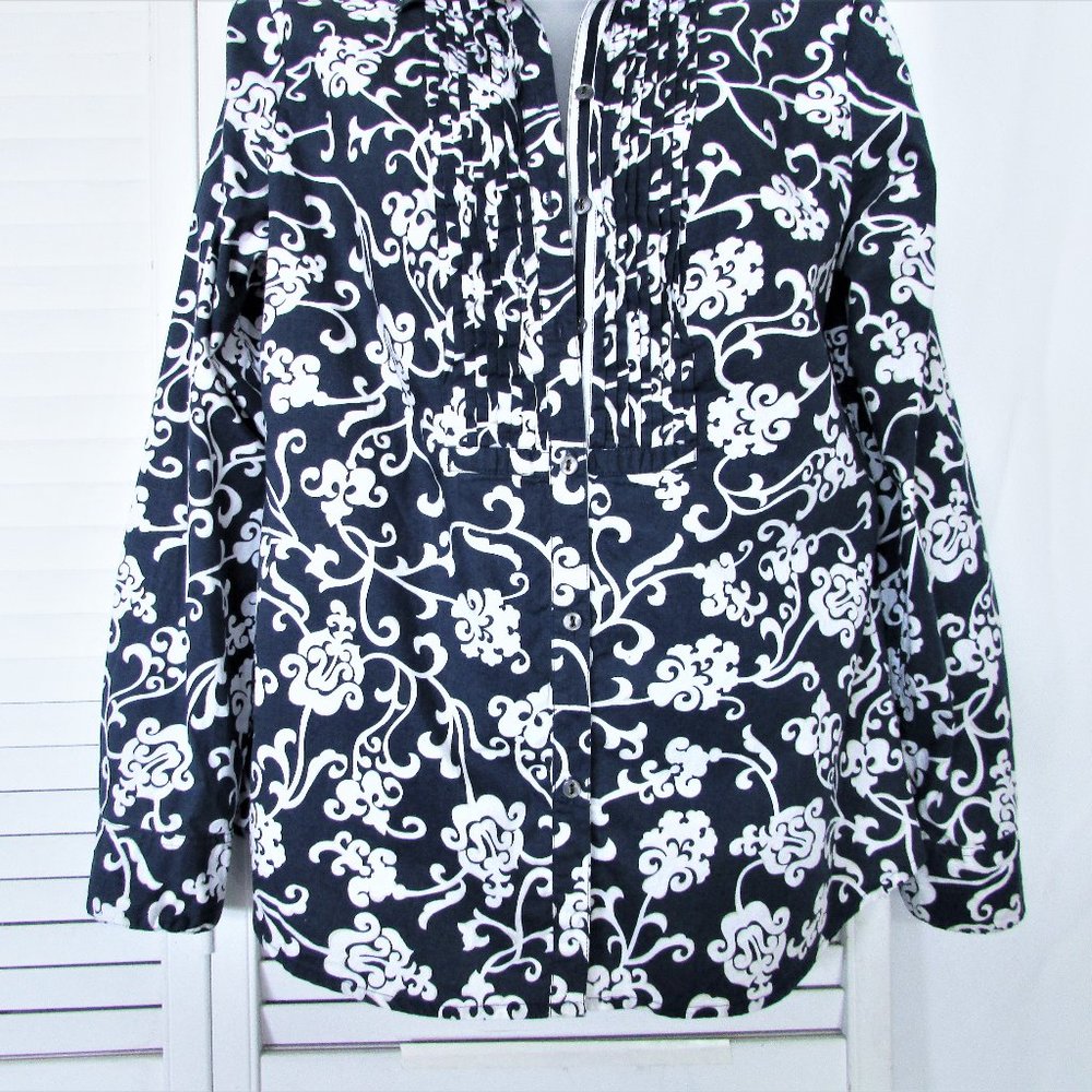 Jones Ny Navy White Tuxedo Button Down Shirt 10 - image 4